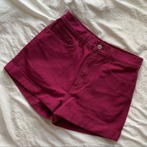 American Apparel High Waisted Cuffed Jean Shorts